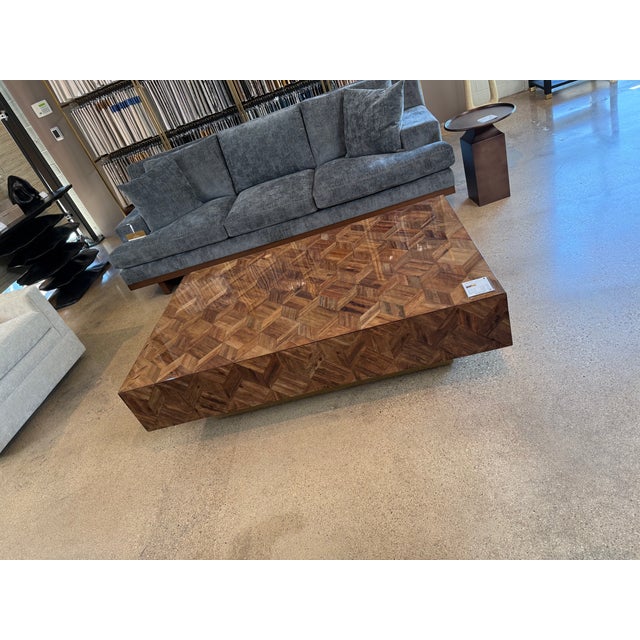 Made Goods Lesandro Coffee Table 40" X 60" Banana Bark With Gold Raffia Base For Sale - Image 11 of 11