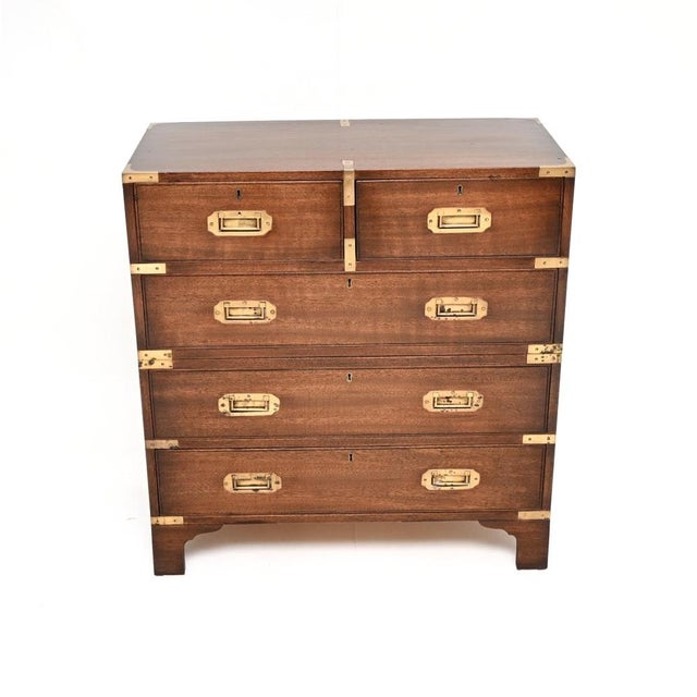 Antique Military Campaign Chest of Drawers, 1930s For Sale - Image 11 of 11