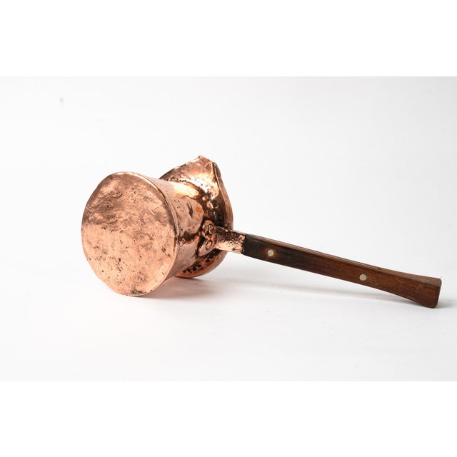 Art Deco Coffee can made of copper with wodden handle around 1920s Polished and stove enameled