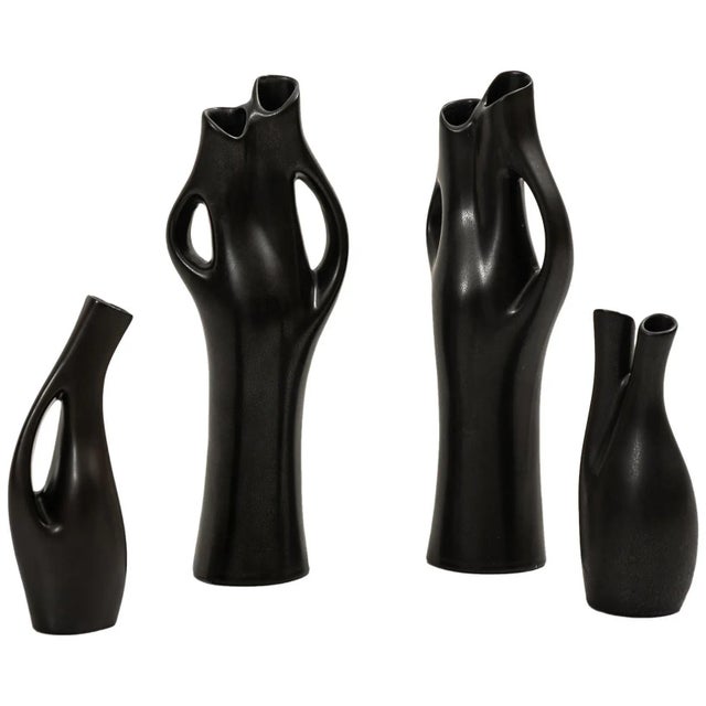 1950s Stoneware Vases Model Mangania by Lillemor Mannerheim for Upsala Ekeby, 1950s, Set of 4 For Sale - Image 5 of 5