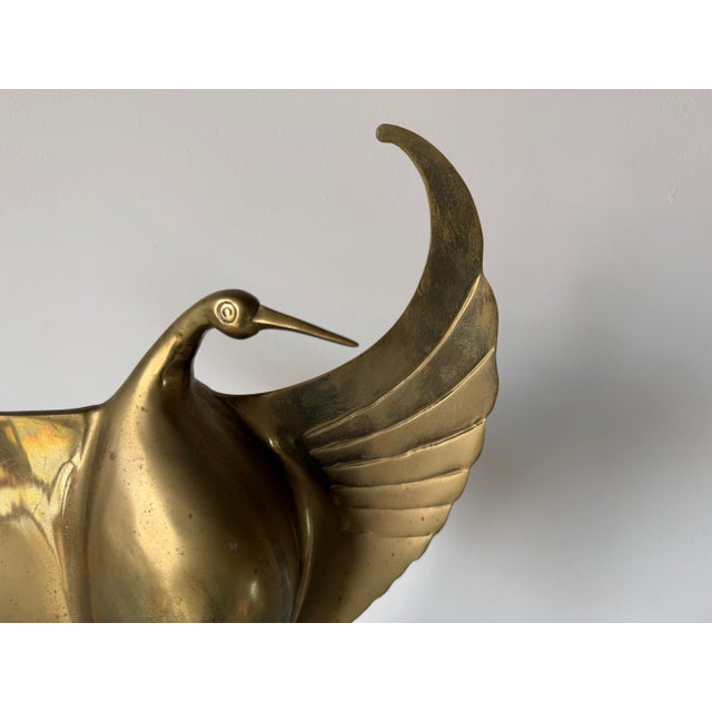 1980s Art Deco Style Brass Bird Sculpture on Black Marble Base For Sale - Image 4 of 12