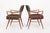 1950s Pair of Mid Century Modern Wood & Brown Upholstered Arm Chairs, 1950s For Sale - Image 5 of 11