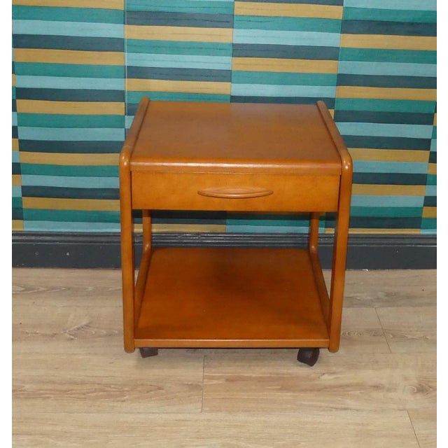 Vintage Side Table on Wheels with Drawer, 1990s For Sale - Image 4 of 12
