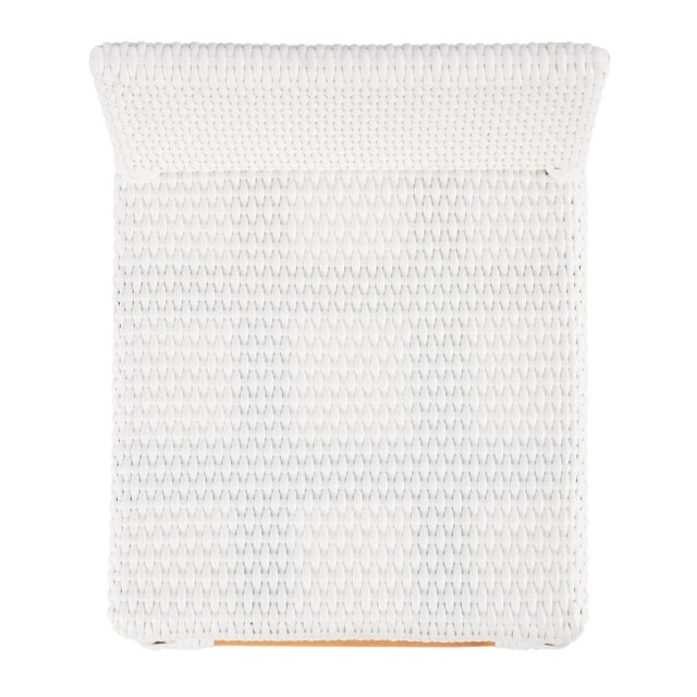 White Serienna 24.5 in. Seat Height Rectangular Rattan Low Back Counter Stool, White For Sale - Image 8 of 9