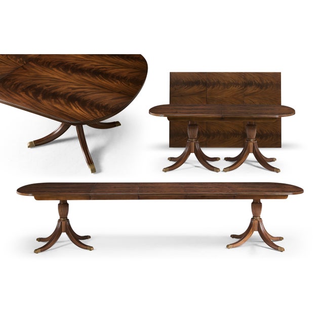 Traditional 12 Foot Double Pedestal Mahogany Dining Table for Seating 14 People Made by AntiquePurveyor For Sale - Image 9 of 16