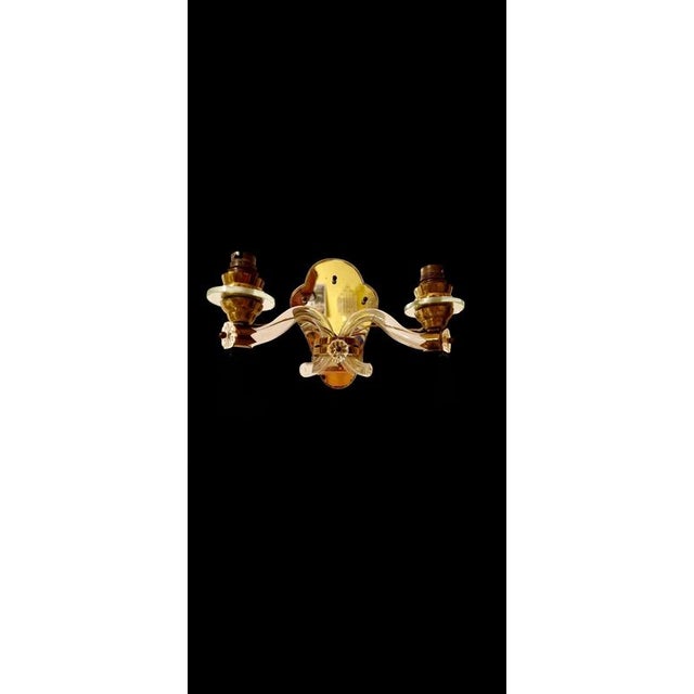 1940s Art Deco French Crystal & Mirror Wall Sconces form Maison Baguès, Paris, 1945, Set of 2 For Sale - Image 5 of 9