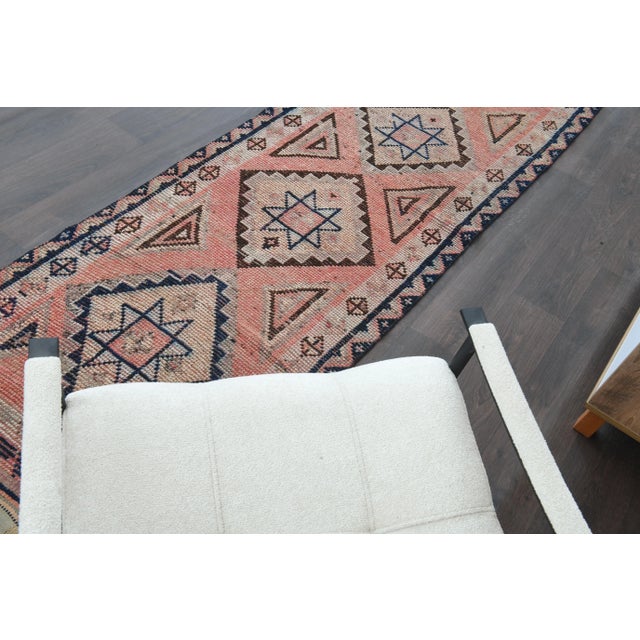 1970s 1970s Turkish Oushak Handmade Wool Cotton Orange Runner Rug For Sale - Image 5 of 11