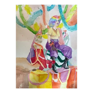 1975 Sue Cohen Mardi Gras New Orleans Watercolor