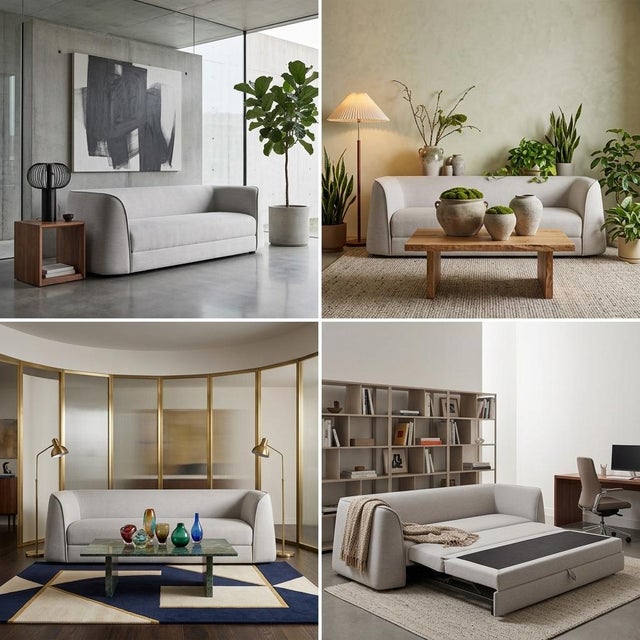 Contemporary Minimalist Blu Dot Thataway 102" Sleeper Sofa Upholstered in Tait Charcoal Boucle For Sale In Palm Springs - Image 6 of 6
