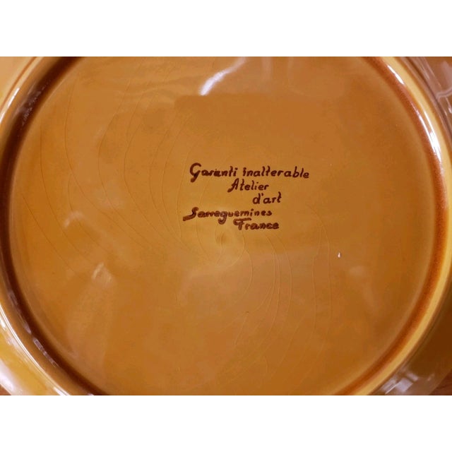 Contemporary Vintage Sarrequemines Ceramic Plate, French Atelier D'Art, Fish Motif #2 For Sale - Image 3 of 3