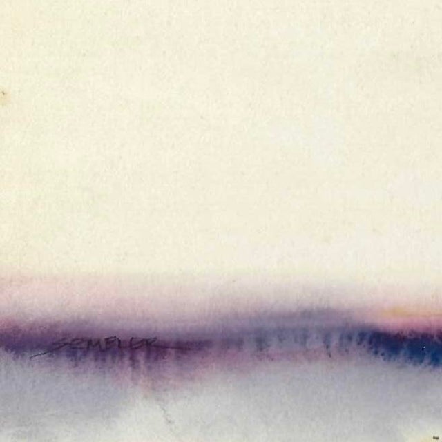 Abstract ethereal beach by Virginia artist Arthur Sembler (1911/12-1979). Watercolor on artist board, signed middle left....