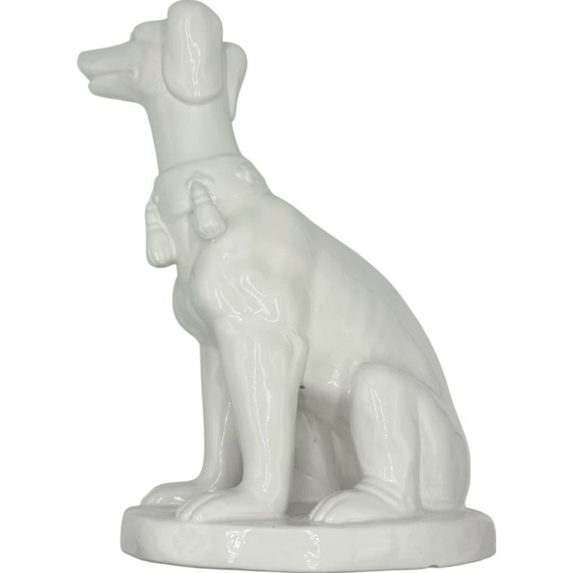 White Vintage Greyhound Dog White Ceramic Statue For Sale - Image 8 of 12