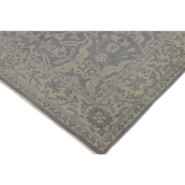 Vintage Inspired Gray/Green Hand Knotted Wool Rug - 8'5'' X 11'4'' For Sale - Image 4 of 9