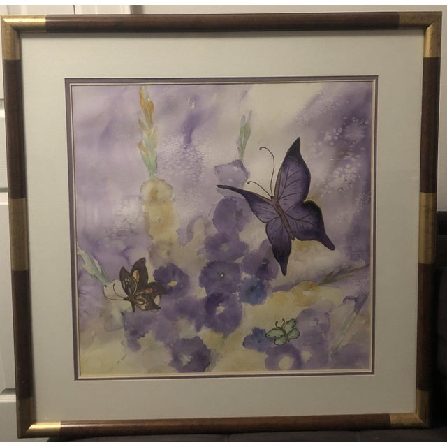 1980s 1980s Large Framed Original Watercolor Painting "Papillion" by Eleanor Eastwood For Sale - Image 5 of 11
