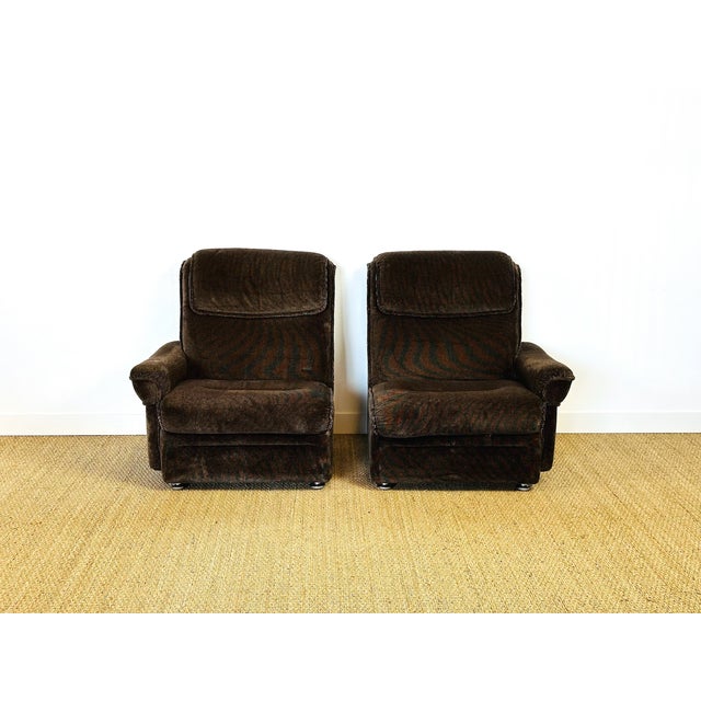 Brown Vintage Velvet Living Room Set, 1960s, Set of 3 For Sale - Image 8 of 18