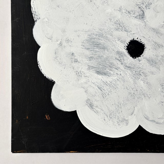 Flower Seven. White & Black Painting by Robin Zingone. For Sale - Image 4 of 4