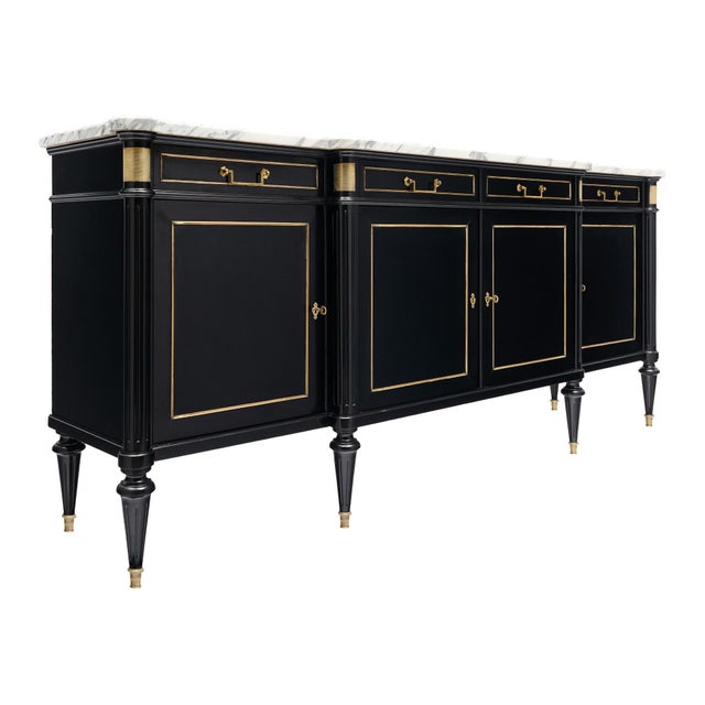 1920s Louis XVI Ebonized French Buffet For Sale - Image 5 of 9
