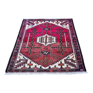 Vintage Persian Hadaman Hot Pink Wool Abrash Village Weave Hand Knotted Rug For Sale