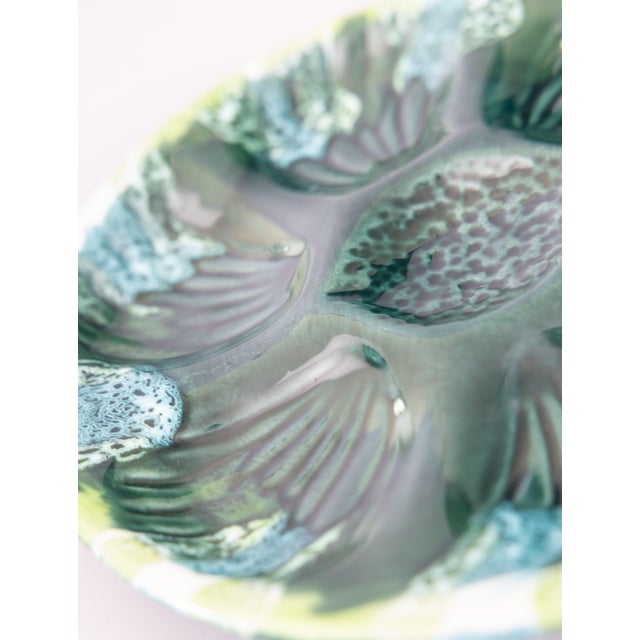 French Mid Century French Vallauris Majolica Oyster Plate For Sale - Image 3 of 7