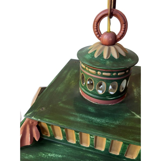 1980s Vintage French Regency Style Tole Peinte Lantern Chandelier For Sale - Image 5 of 10