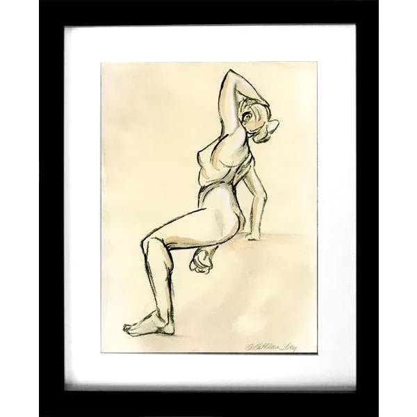 Paper Gallery Figure Sketches on Tea Stained Paper - Set of 3 Original Tasteful Nudes For Sale - Image 7 of 11