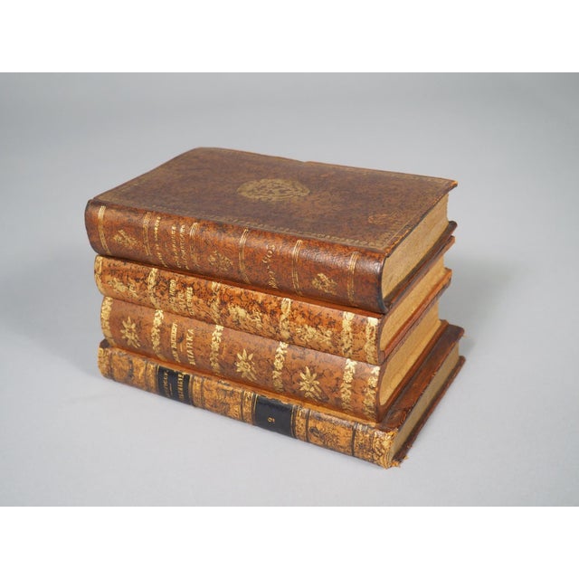French Leather Faux Book Stack Cave a Liqueur, Circa 1900 - Set of 7 For Sale - Image 17 of 18