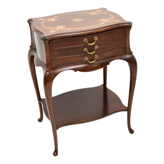 Antique Inlaid Walnut Side Table by Waring and Gillow, 1890 For Sale