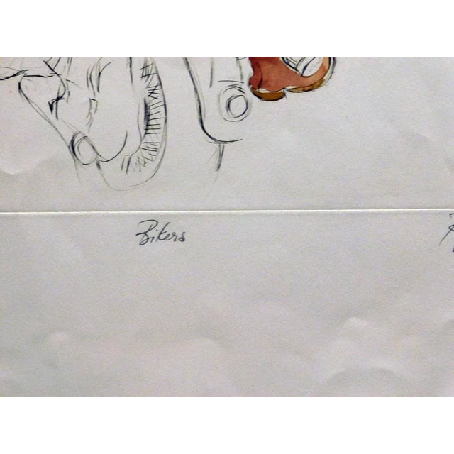 William Papas "Bikers" Signed Numbered Hand Colored Etching of Motorcyclists For Sale In Denver - Image 6 of 7