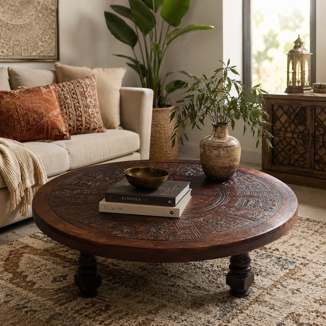 1960s Leather and Wood Coffee Table by Angel Pazmiño, Ecuador, 1960s For Sale - Image 5 of 16