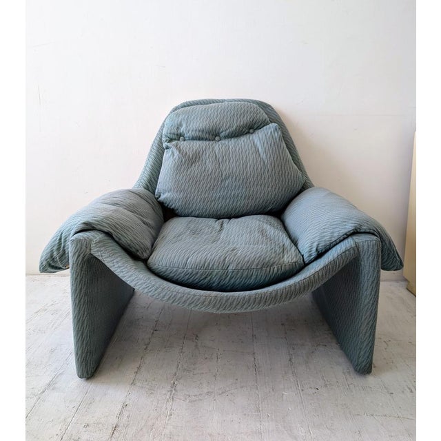 Blue Mid-Century P60 Lounge Chair by Vittorio Introini for Saporiti, Italy, 1970s For Sale - Image 8 of 14