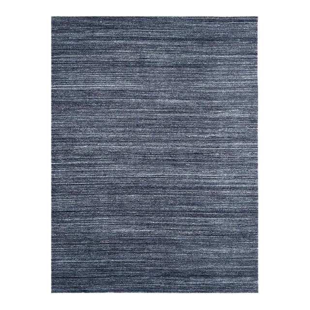 6x9 Gray Hand-Knotted Wool Striated Texture Geometric Modern Carpet Rug For Sale