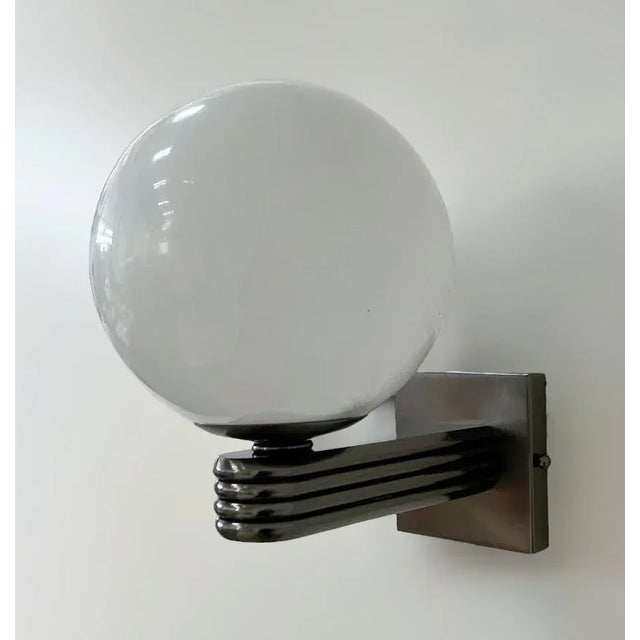 Fabio Ltd 21st Century Satin Black Nickel and Glossy White Deco Sconce by Fabio Ltd For Sale - Image 4 of 9