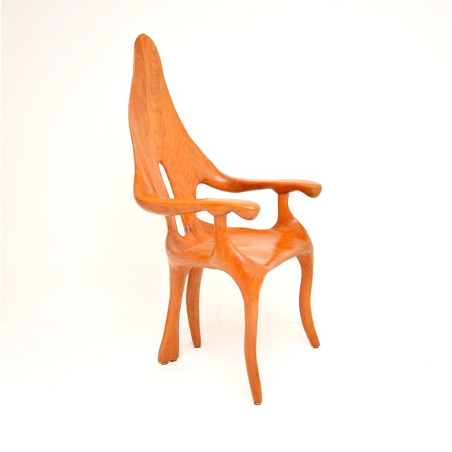 Mid-Century Modern Italian Sculptural Armchair in Elm, 1970s For Sale - Image 3 of 11