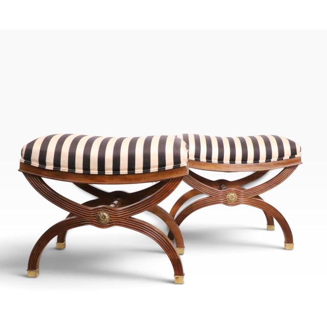 Mid 20th Century Pr. Regency Revival Bench Ottomans For Sale - Image 5 of 17