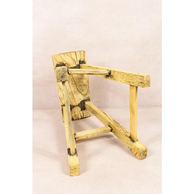 Vintage Rustic Stool in Elm For Sale - Image 4 of 5