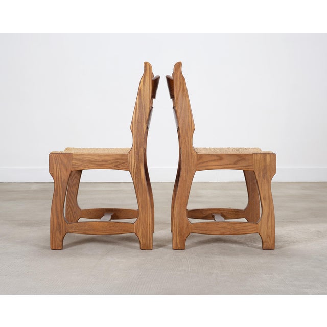 Set of Six French Brutalist Razor Blade Oak Rush Dining Chairs For Sale In Sacramento - Image 6 of 18