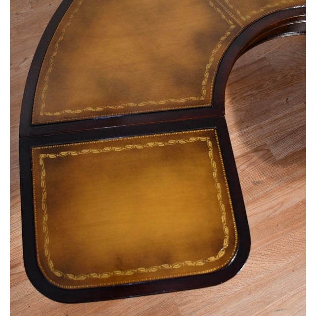 1930s Stickley English Regency Mahogany & Leather Top Drop-Leaf Coffee Table For Sale - Image 6 of 14