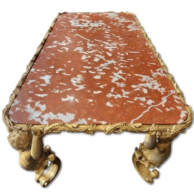 Mid 20th Century Mid 20th Century Rosso Verona Marble & Gilt Coffee Table For Sale - Image 5 of 13