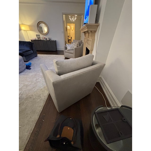 Textile Pair of Pristine Mitchell Gold Swivel GiGi Club Chairs For Sale - Image 7 of 12