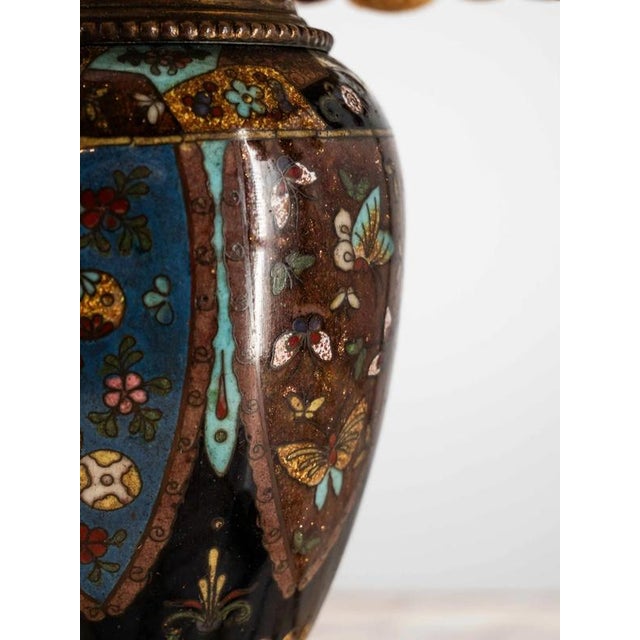 Goldenrod Antique Chinese Cloisonne Table Lamp For Sale - Image 8 of 12