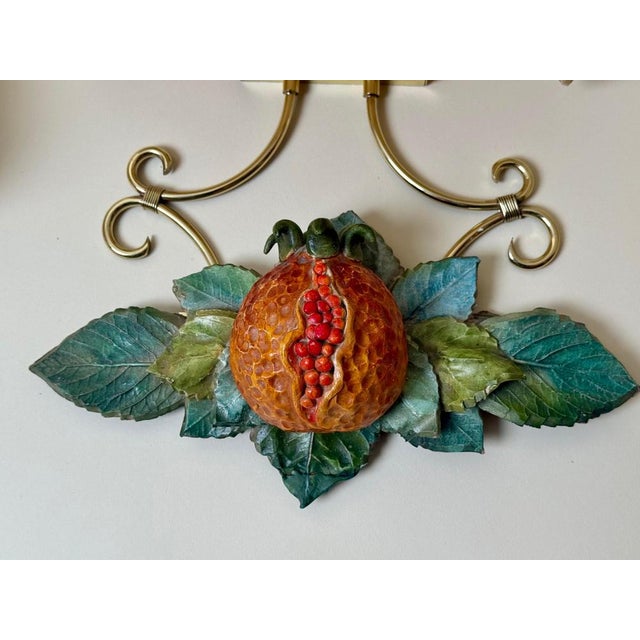 Brown Italian Hand-Painted Pomegranate Sconces, 1970s, Set of 3 For Sale - Image 8 of 17