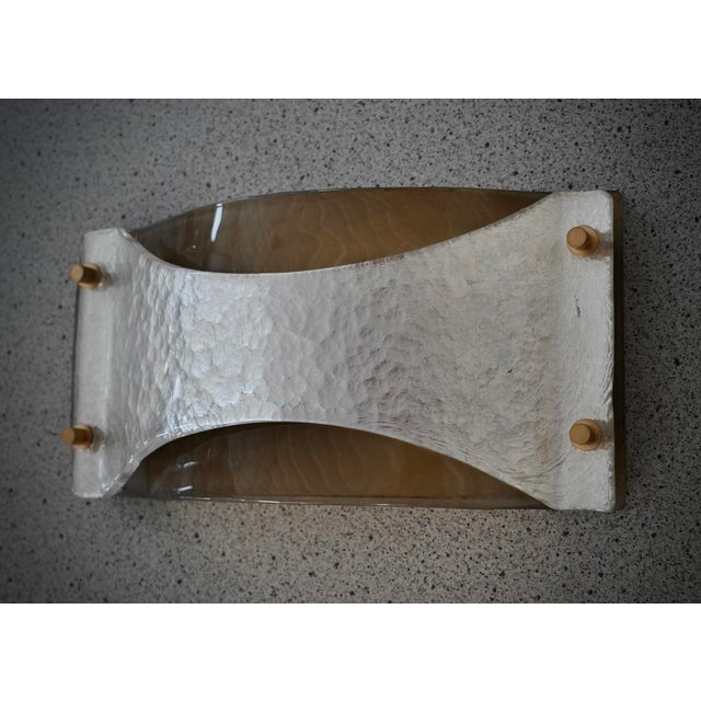 Vintage Square Art Glass and Brass Wall Light, 2000 For Sale - Image 10 of 11