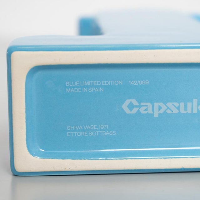 Shiva Capsule Limited Edition Blue Vase 142/999 attributed to Ettore Sottsass For Sale - Image 11 of 12