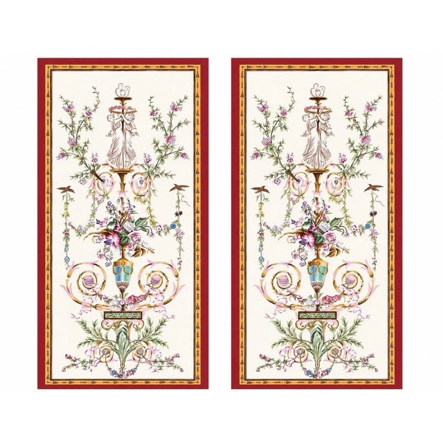 Hand Painted Neoclassical French Rocco Style Decorative Panels Floral Urn Cherub Motif 28” by 62” Each For Sale - Image 6 of 6