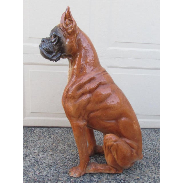 Ceramic Vintage Italian Life Size Terracotta Boxer Dog Figurine For Sale - Image 7 of 18