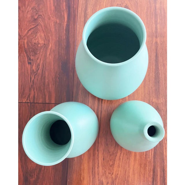 1950s Aqua Green Vases from Italica Ars Firenza, 1950s, Set of 3 For Sale - Image 5 of 6