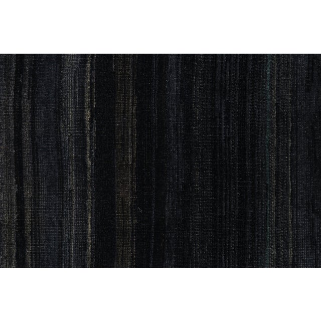 Rug & Kilim Rug & Kilim’s Textural Rug in Dark Blue Tones and Striae For Sale - Image 4 of 7