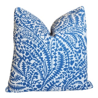 Raoul Blue & White Acadia Floral Feather/Down Pillow 20" Square For Sale