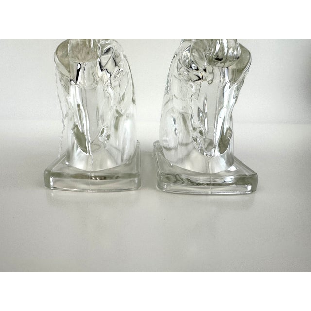Glass French Art Deco Molded Glass Horse Head Bookends, Circa 1930 For Sale - Image 7 of 9