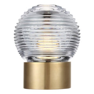 Waterford by Visual Comfort Signature Circon 7" Rechargeable Accent Lamp in Natural Brass with Clear Crystal For Sale